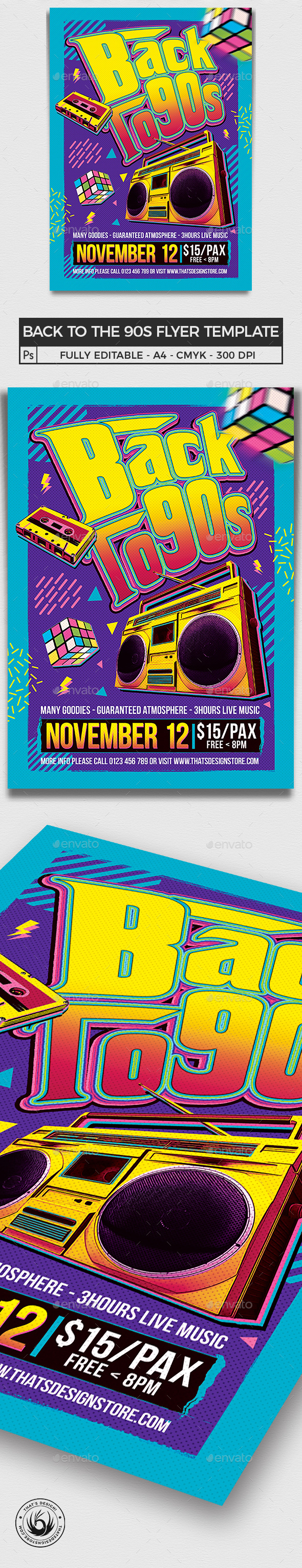 Back to the 90s Flyer Template, Print Templates | GraphicRiver
