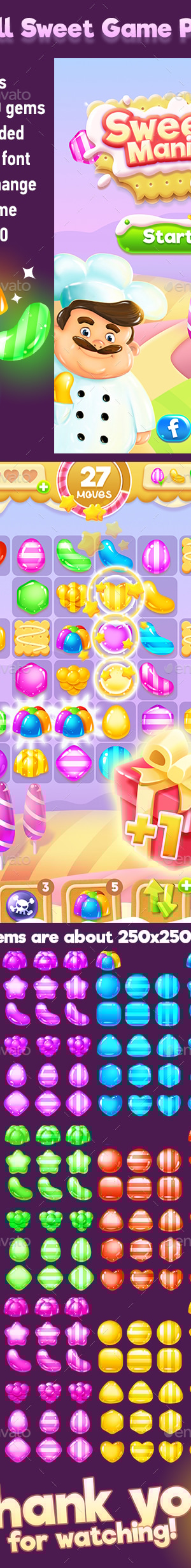 Small Sweets Game Pack with Game Gems, Game Assets | GraphicRiver