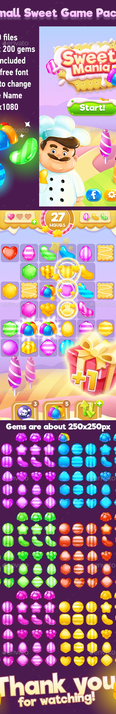 Small Sweets Game Pack with Game Gems, Game Assets | GraphicRiver