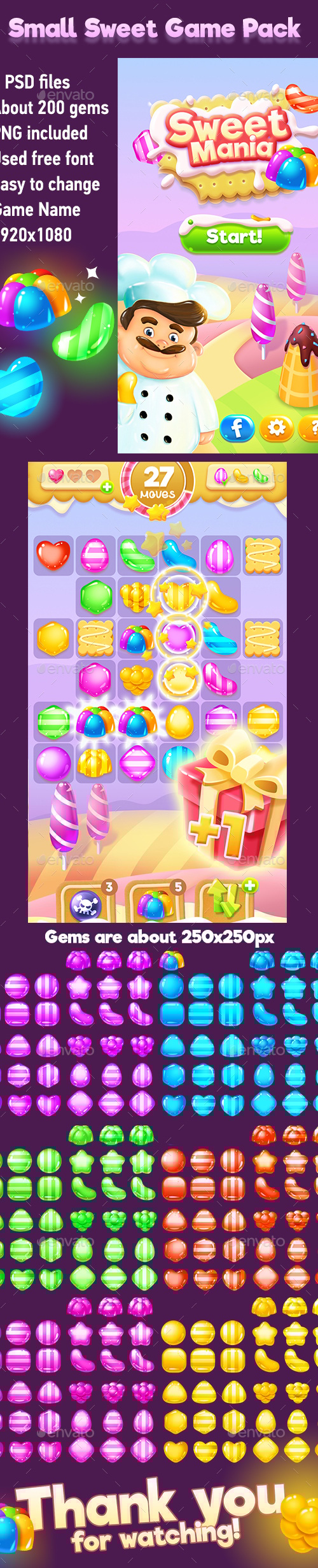 Small Sweets Game Pack with Game Gems, Game Assets | GraphicRiver