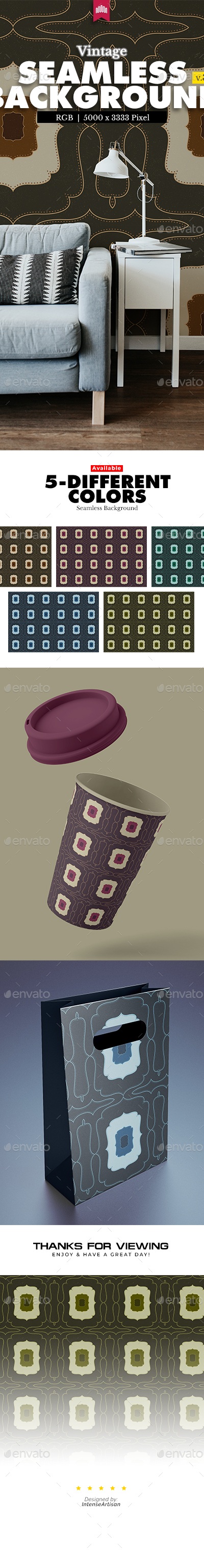 Vintage Seamless Pattern Background, Graphics | GraphicRiver