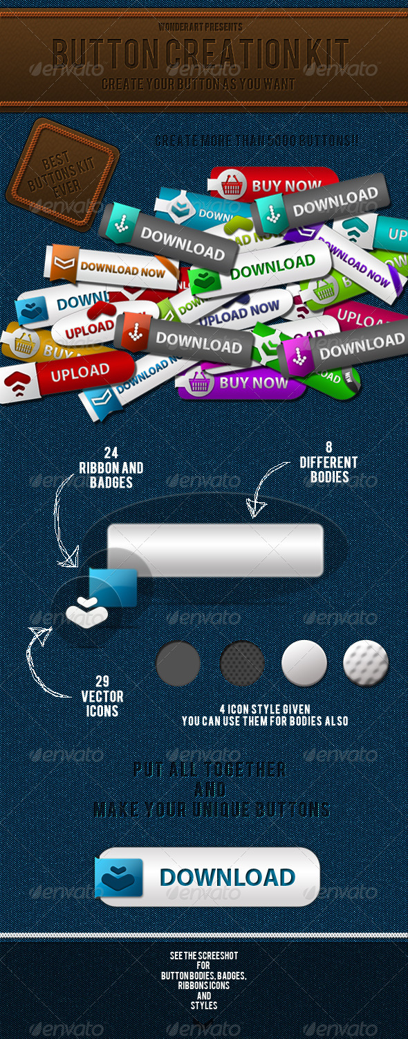 Button creation kit, Web Elements | GraphicRiver