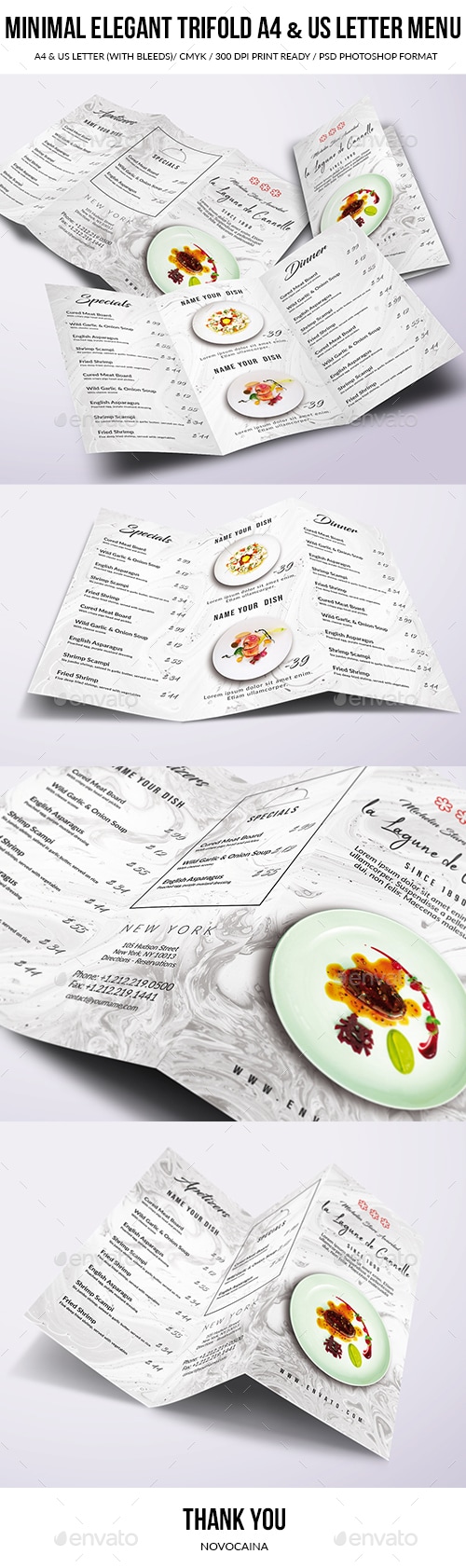 Minimal Elegant Trifold A4 & US Letter Food Menu, Print Templates ...