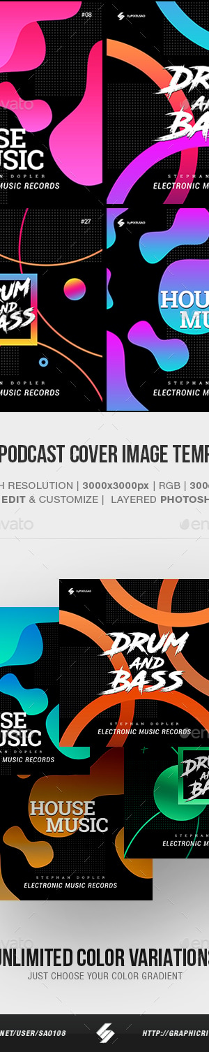 Audio Podcast vol.3 - Music Cover Image Artwork Templates, Web Elements