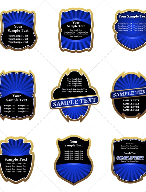 Set of blue labels, Vectors | GraphicRiver