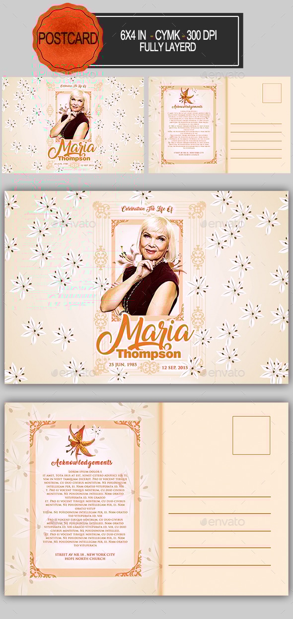 Funeral Program Postcard, Print Templates | GraphicRiver