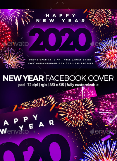 New Year Facebook Cover, Web Elements | GraphicRiver
