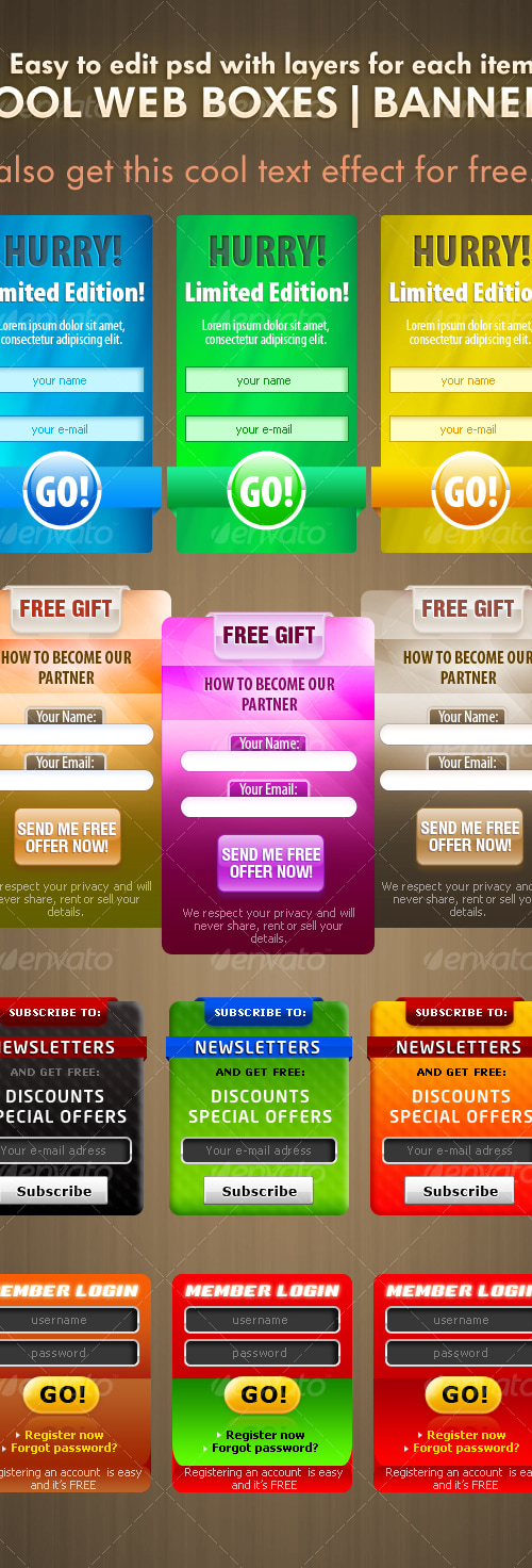 Professional Web Boxes, Web Elements | GraphicRiver