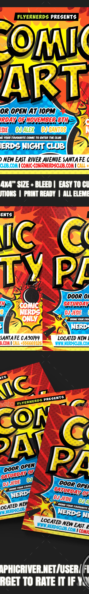 Comic Party Flyer, Print Templates | GraphicRiver