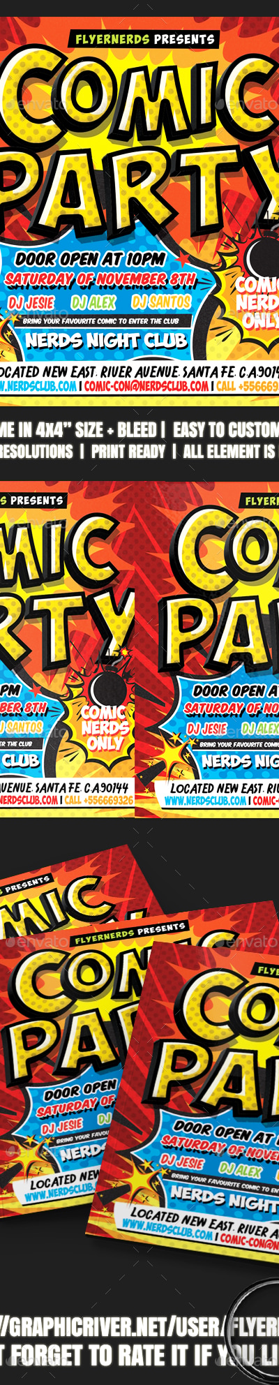 Comic Party Flyer, Print Templates | GraphicRiver