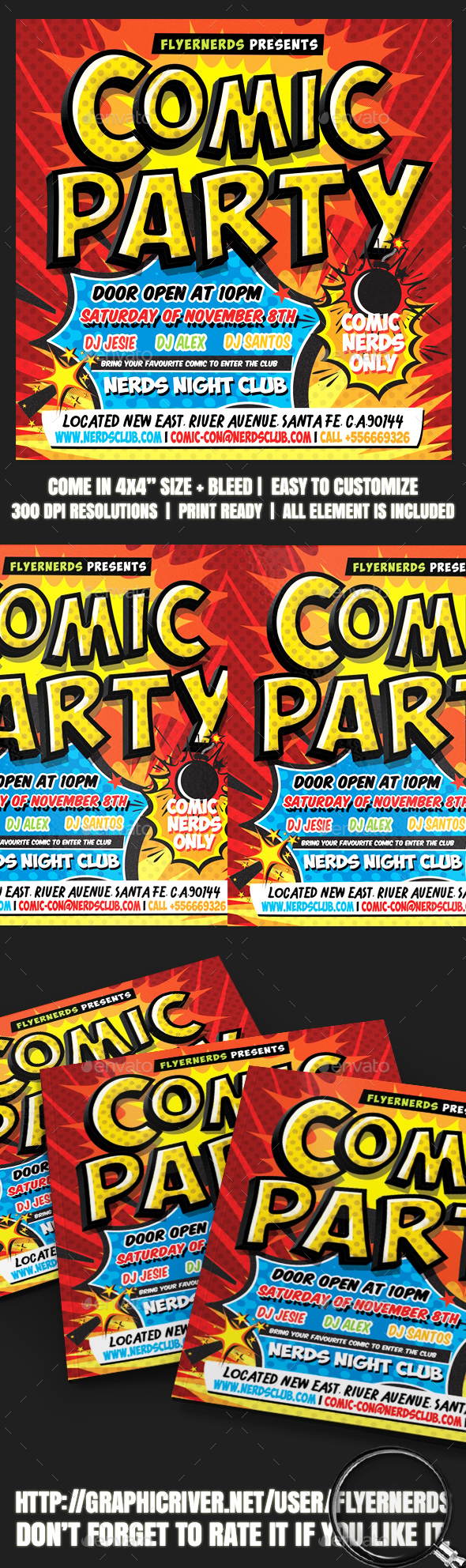Comic Party Flyer, Print Templates | GraphicRiver