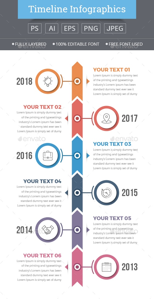 Modern Vertical Timeline Infographics, Infographics | GraphicRiver