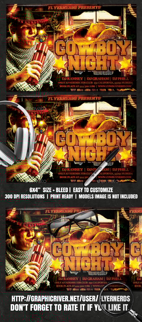 Cowboy Night Flyer, Print Templates | GraphicRiver