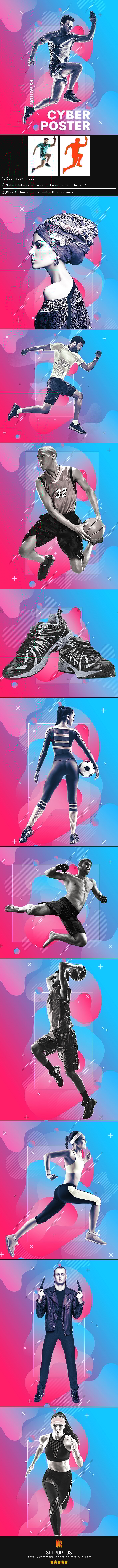 Cyber Poster Photoshop Action - Photo Effects Actions