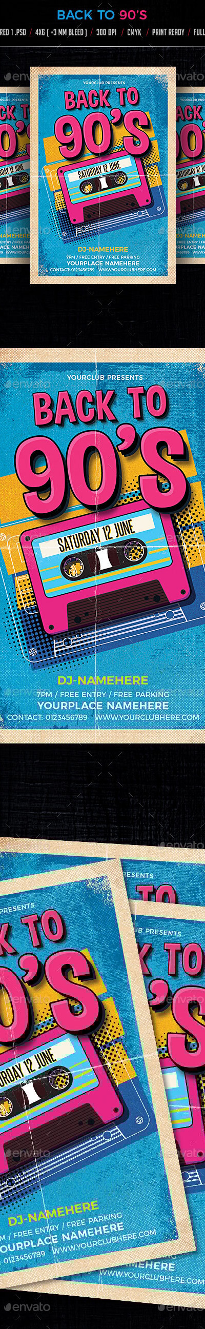 Back to 90's Flyer, Print Templates | GraphicRiver