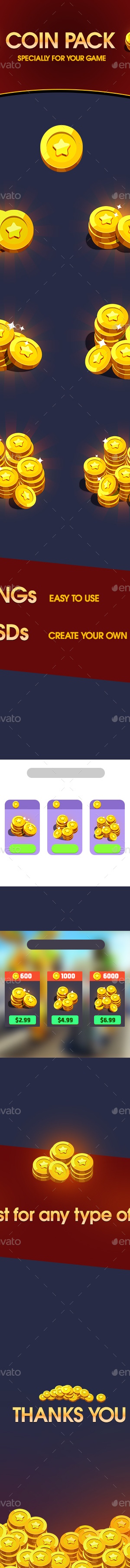 Coin Pack Shop Icons for Game, Game Assets | GraphicRiver