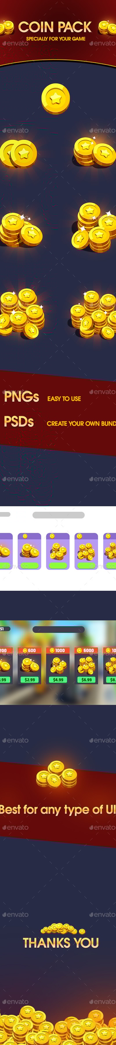 Coin Pack Shop Icons for Game, Game Assets | GraphicRiver