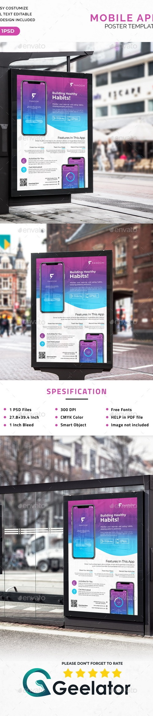 Mobile App Poster Template, Print Templates | GraphicRiver