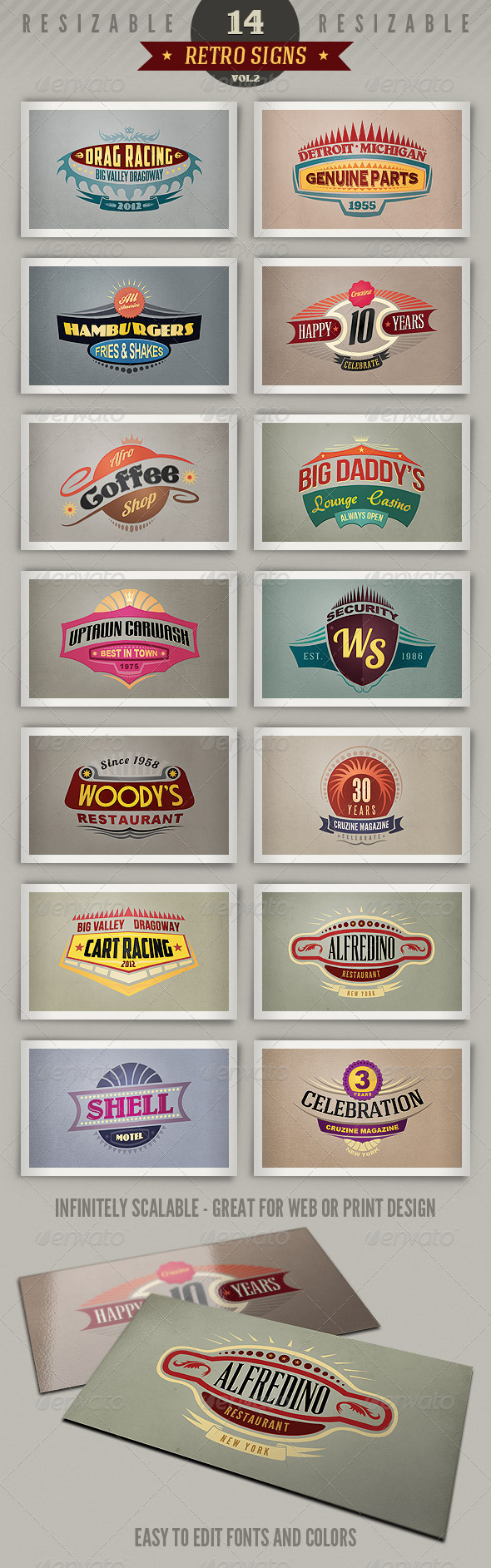 14 Retro Signs or Banners Vol.2, Web Elements | GraphicRiver