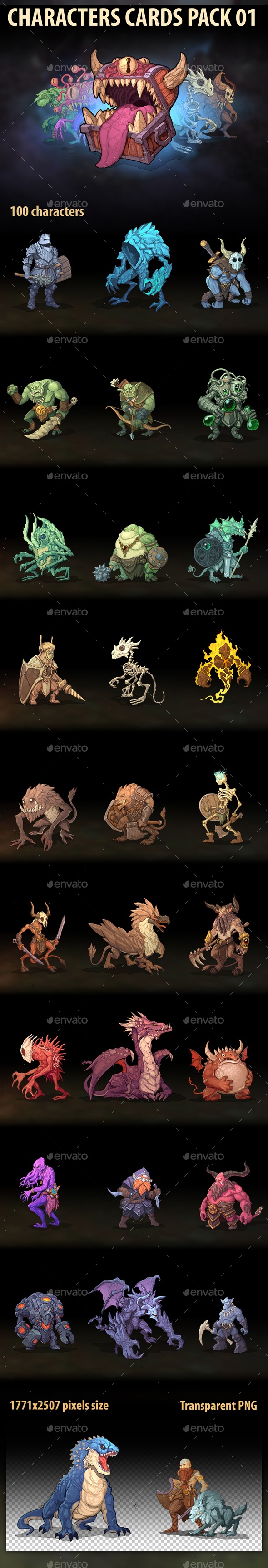Characters Cards Pack 01, Game Assets | GraphicRiver