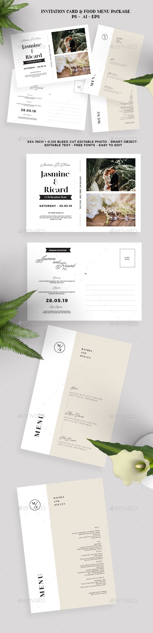 Invitation & Food Menu, Print Templates | GraphicRiver