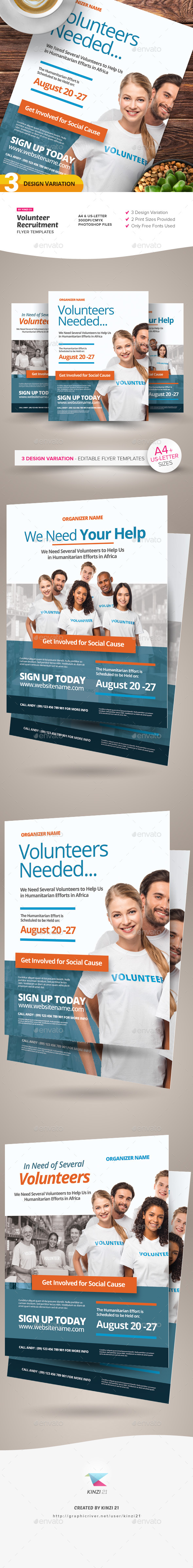 Volunteer Recruitment Flyer Templates, Print Templates | GraphicRiver
