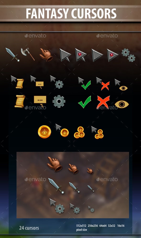 Fantasy Cursors, Game Assets | GraphicRiver