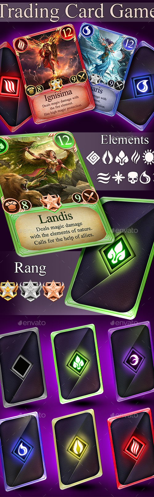 Trading Card Game Template, Game Assets | GraphicRiver
