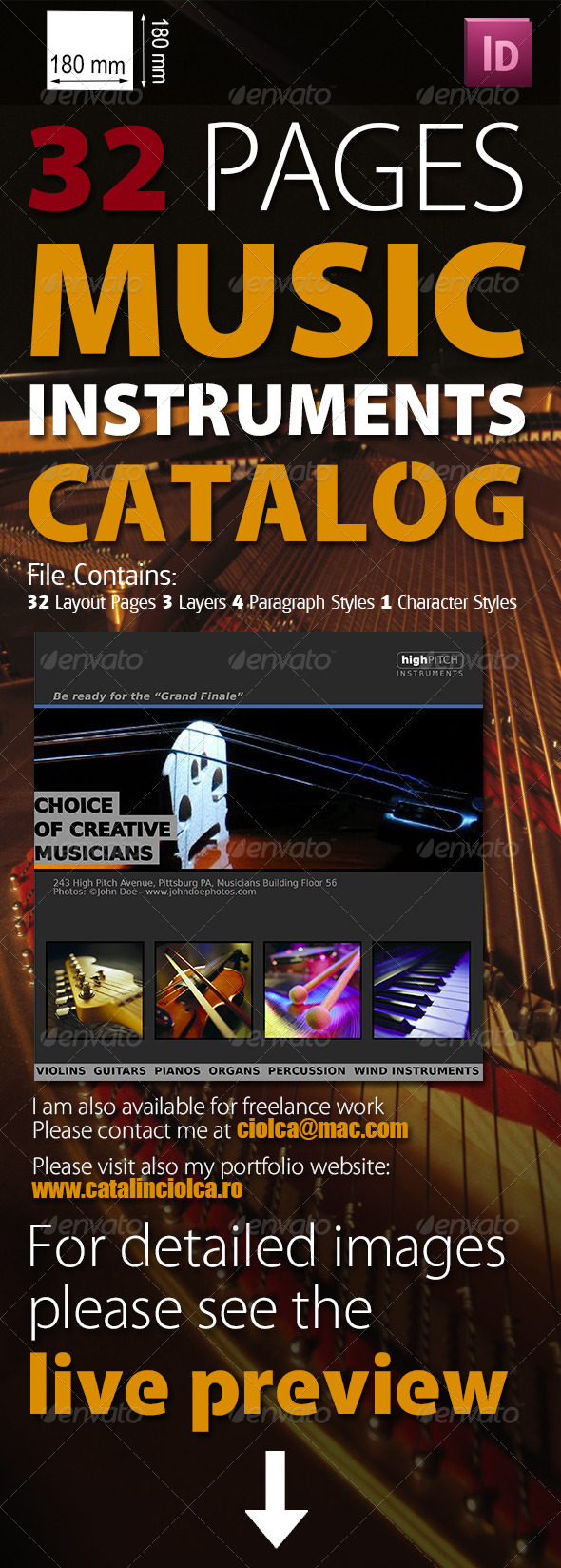 32 Pages Musical Instruments Catalog, Print Templates GraphicRiver