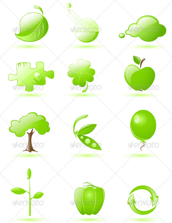 Green Glossy Icon Set, Vectors | GraphicRiver