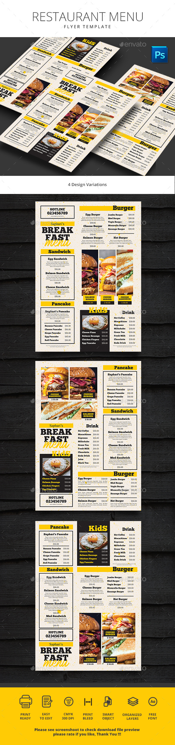 Breakfast Menu, Print Templates | GraphicRiver