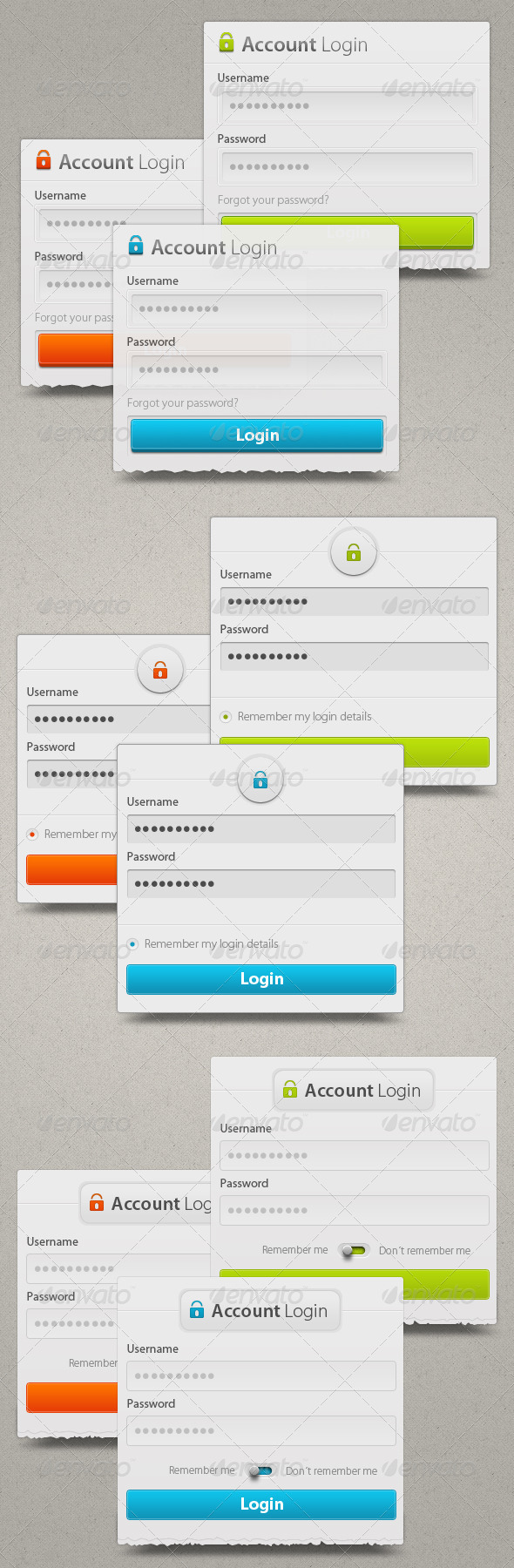 Unique Login Boxes, Web Elements | GraphicRiver