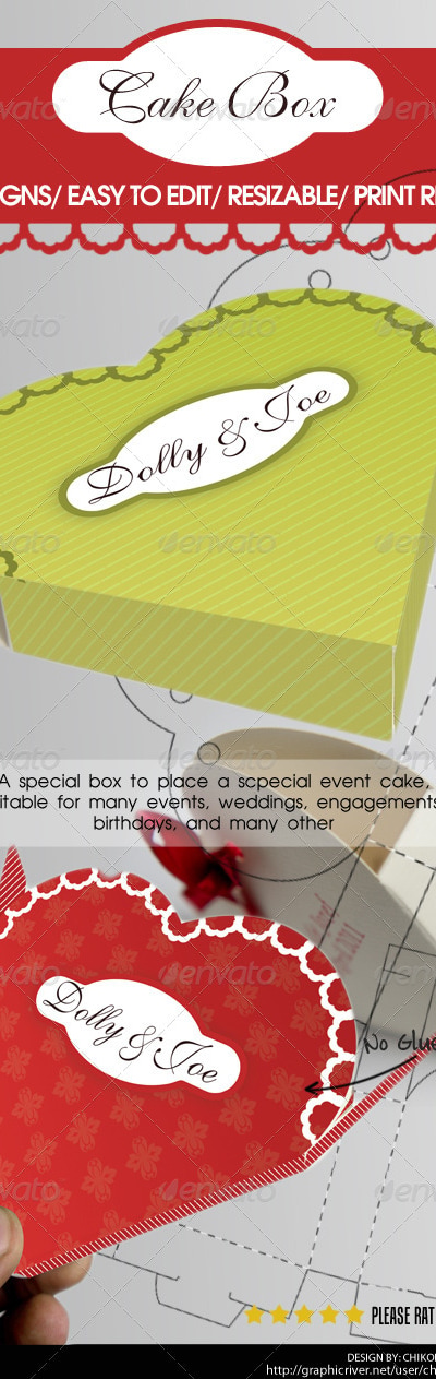 Cake Box Packaging, Print Templates | GraphicRiver