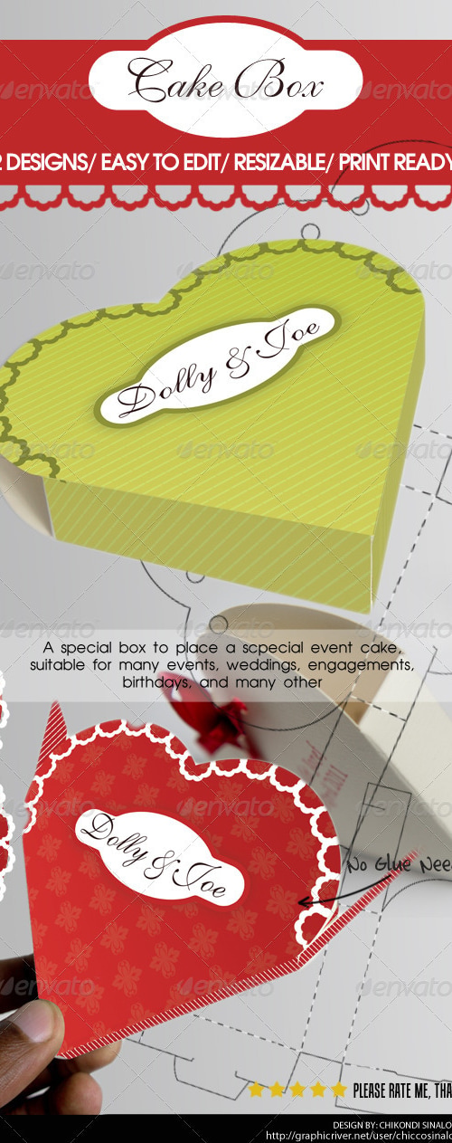 Cake Box Packaging, Print Templates | GraphicRiver