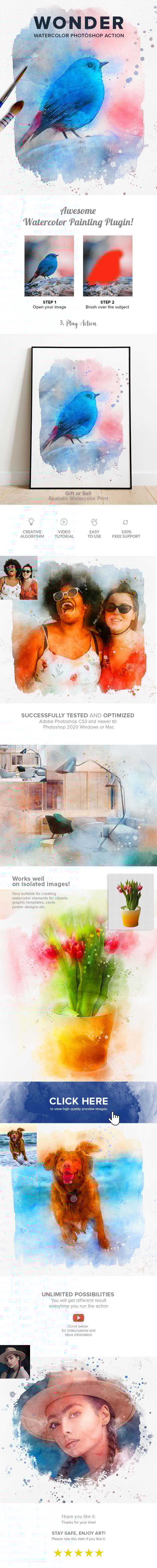 Wonder Watercolor Photoshop Action - Photo Effects Actions