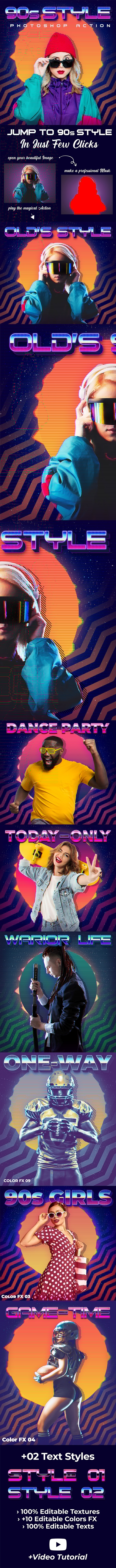 90s Style Photoshop Action - Photo Effects Actions