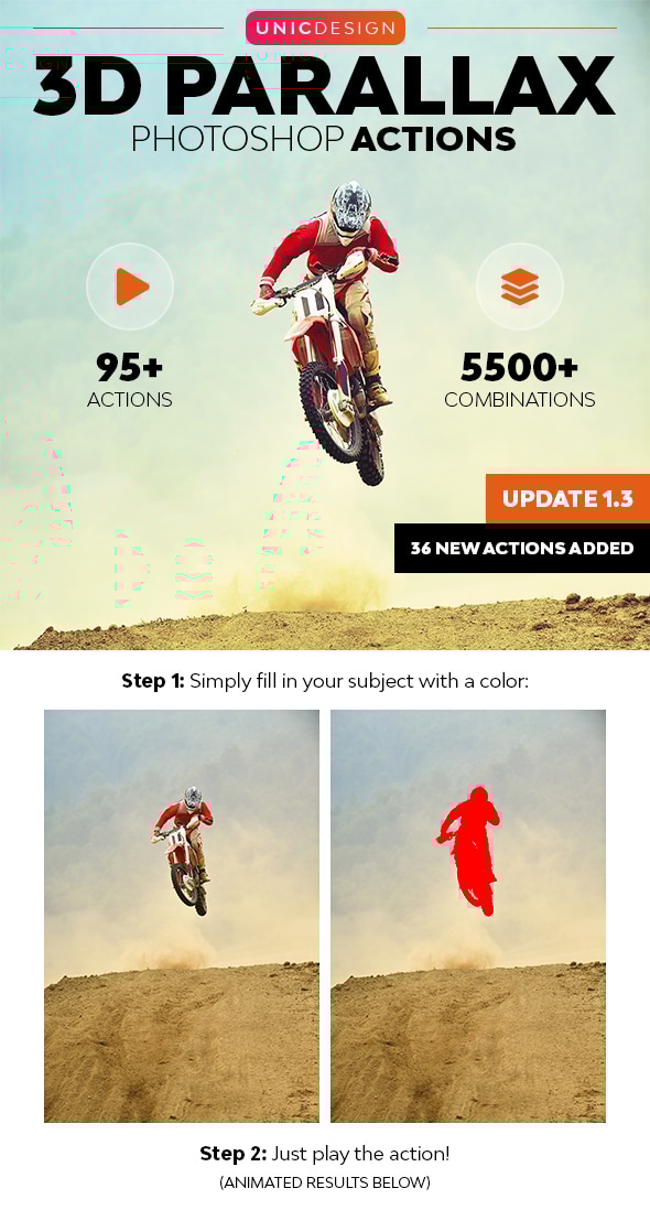 3D Parallax Animated Photoshop Actions - Photo Effects Actions