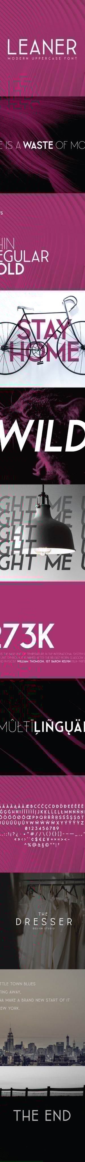 Leaner Typeface | 3 Weights, Fonts | GraphicRiver