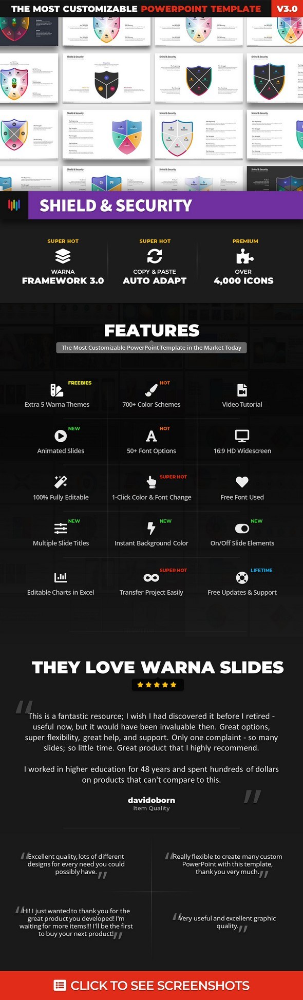 Shield & Security Shape PowerPoint Template, Presentation Templates