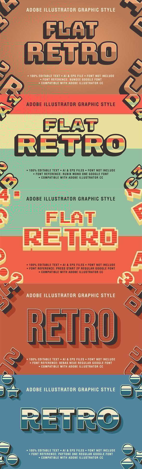5 Retro Text Effect Graphic Styles Vector, Add-ons | GraphicRiver