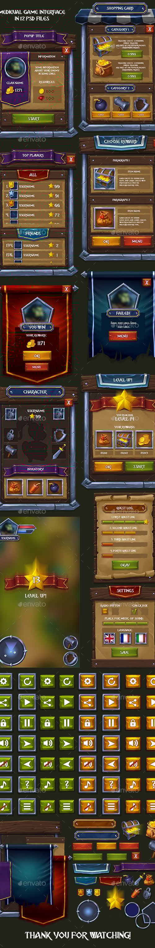 Medieval RPG Game Interface, Game Assets | GraphicRiver