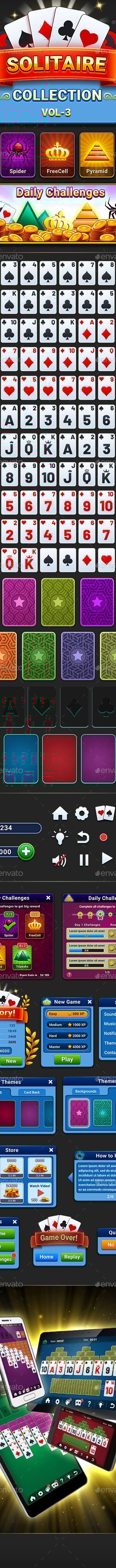 Solitaire Collection Game Kit (Vol-3), Game Assets | GraphicRiver