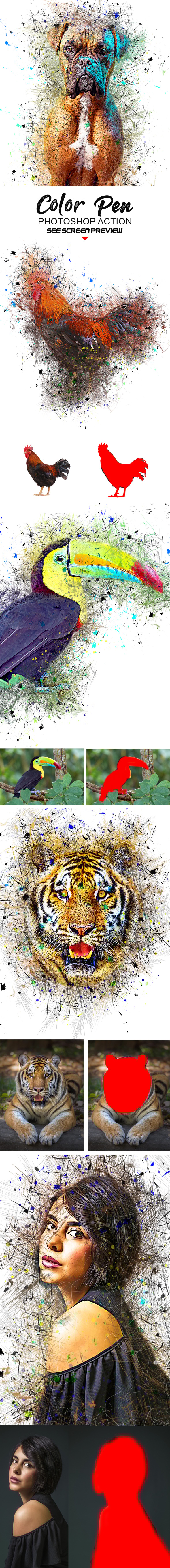 Color Pen Photoshop Action - Actions Photoshop