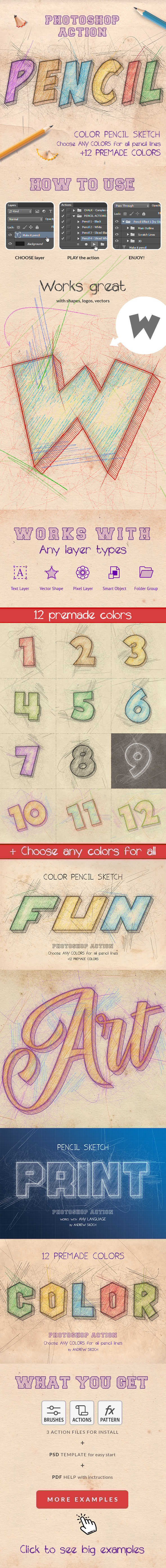 Color Pencil Sketch - Photoshop Actions - Text Effects Actions