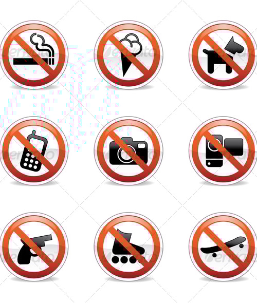 Forbidden / Prohibited signs, Vectors | GraphicRiver