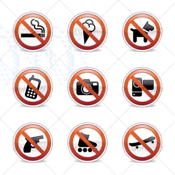 Forbidden / Prohibited signs, Vectors | GraphicRiver