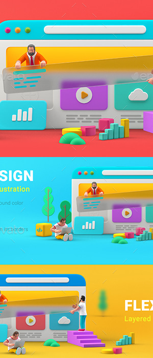 Webdesign UI UX website 3D illustration, Graphics | GraphicRiver
