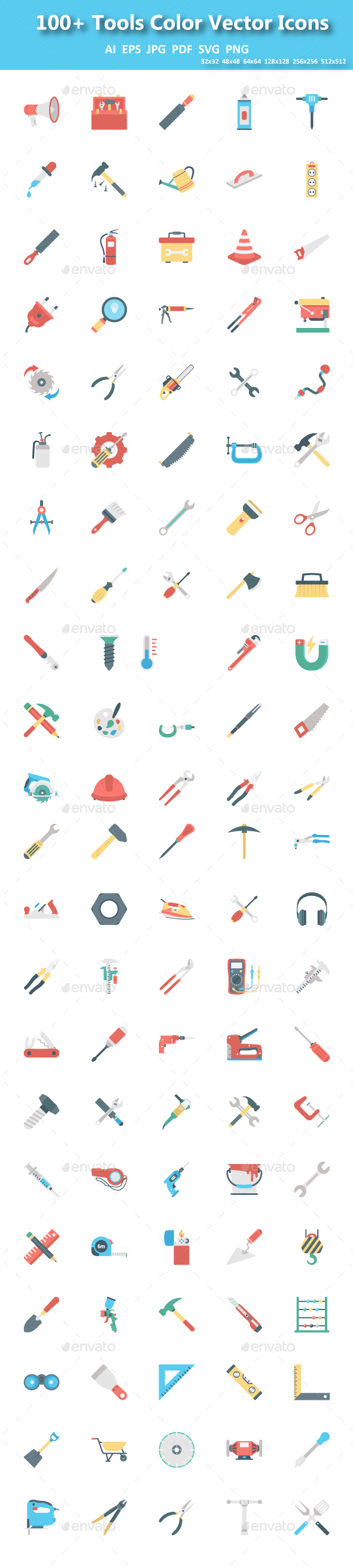 100+ Tools Color Vector Icon, Icons | GraphicRiver