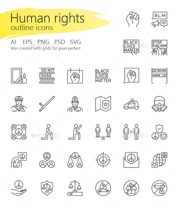 Human rights outline iconset, Icons | GraphicRiver