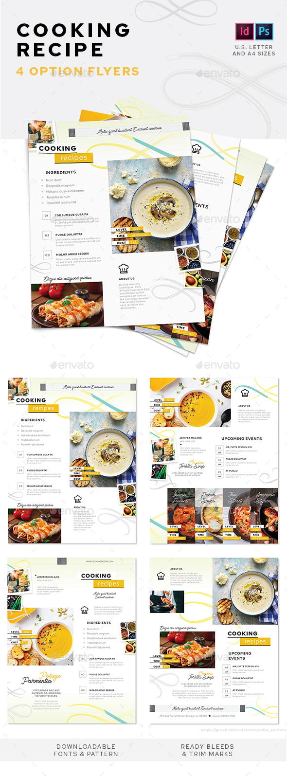 Cooking Recipe Flyers – 4 Options, Print Templates | GraphicRiver